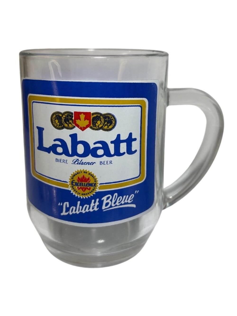 Labatt Blue Pilsner Beer Glass Mug With Handle 5" Made In France Vintage